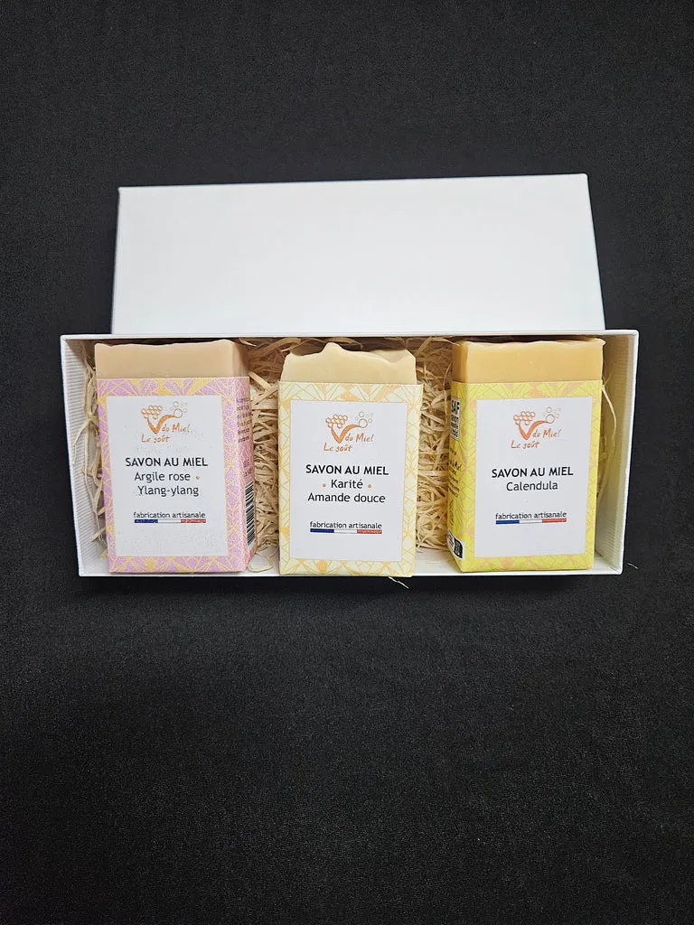 Coffret personnalisable de 3 savons artisanaux (Calendula, Calendula, Calendula)